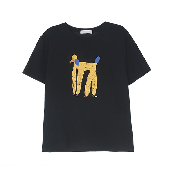 Dame T-shirt med kreativ grafiktryk og løst fit Stilla