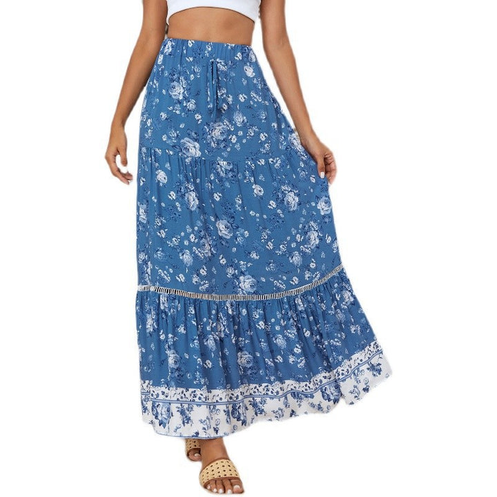 Femme Bohemian Floral Gestufte Maxi Nederdel Stilla