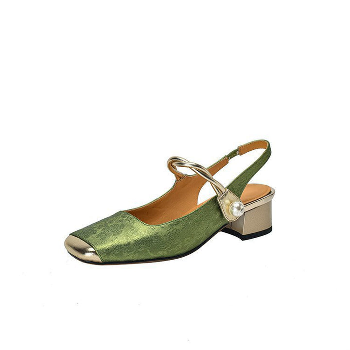 Dame Slingback Pumps med elegant kædeaccent og glitrende remdesign Stilla