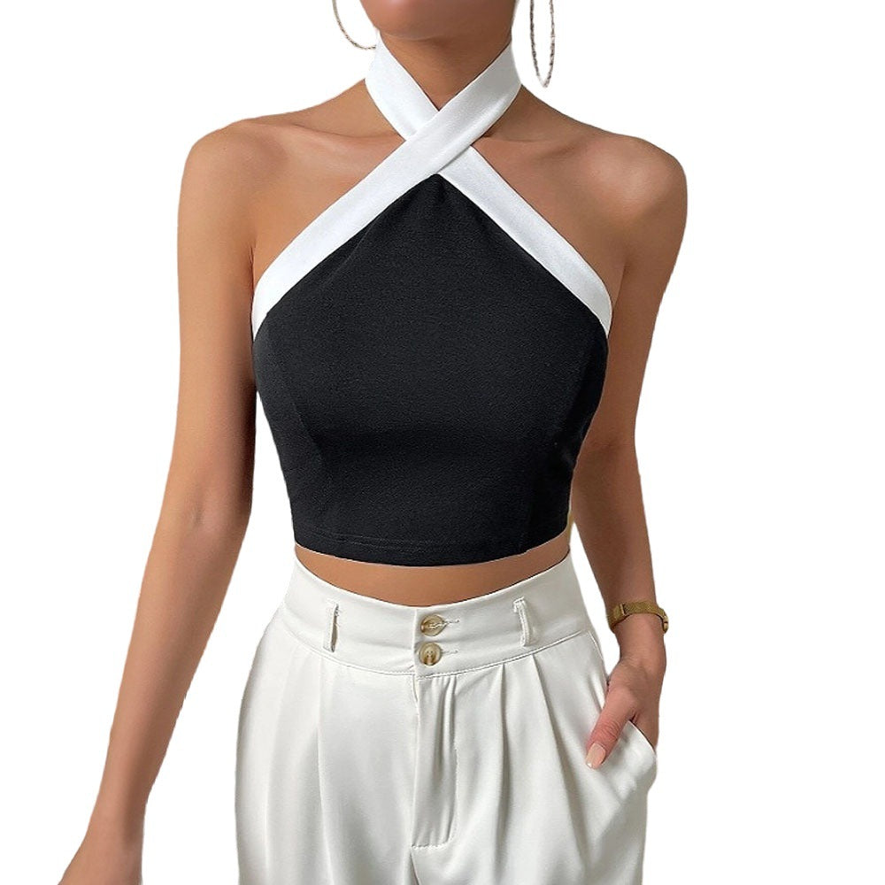 Kvinders elegante cropped top med krydsremme og stof af høj kvalitet Stilla