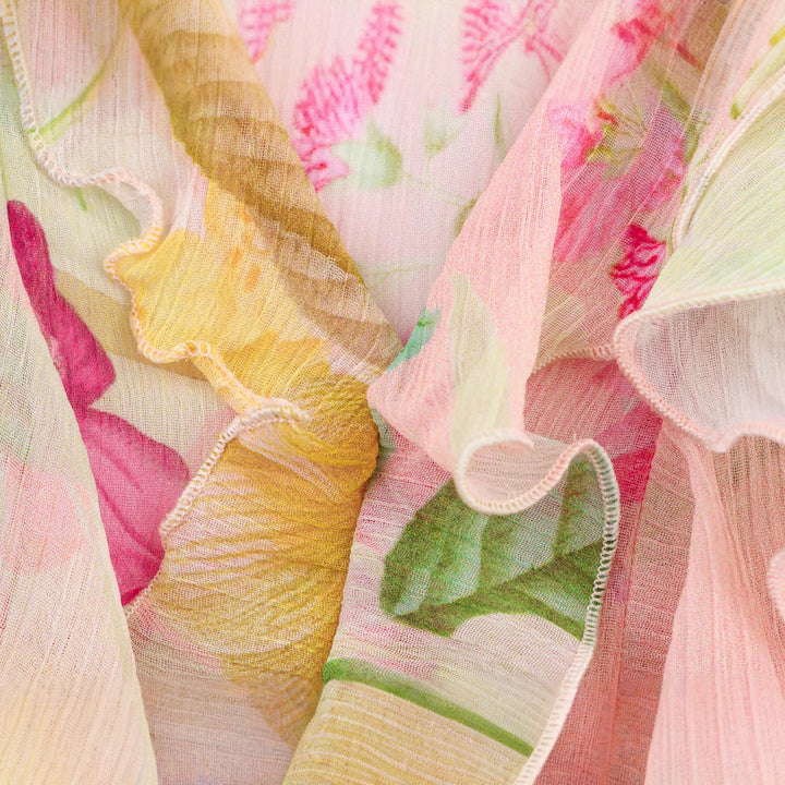 Femme Rynk Blomster Mønster Kimono Jakke Stilla