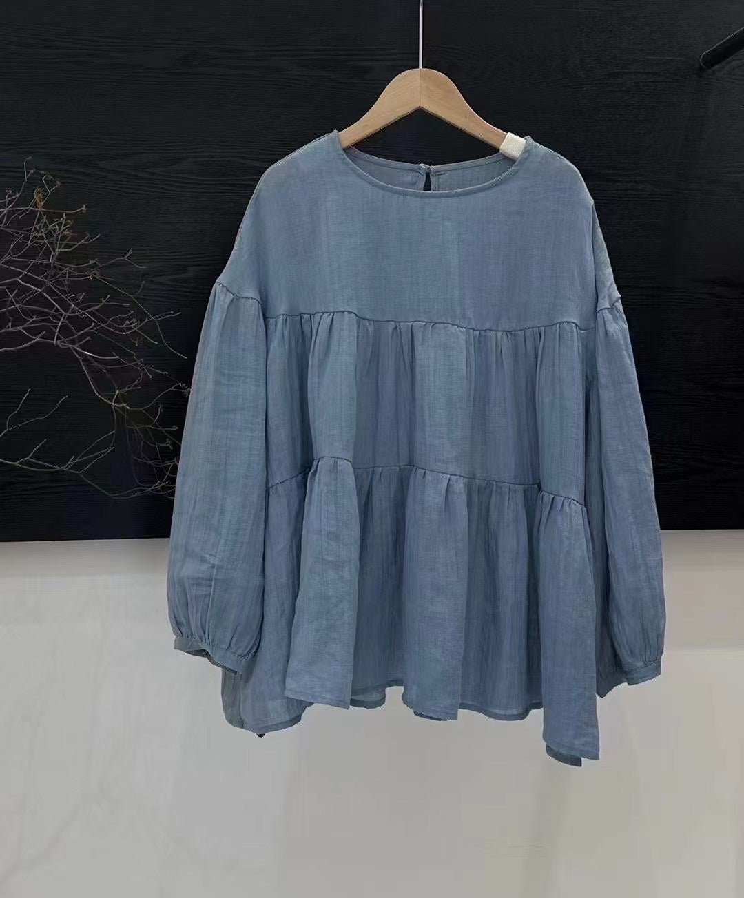 Femme Relaxed Fit Peplum-top med lange ærmer Stilla