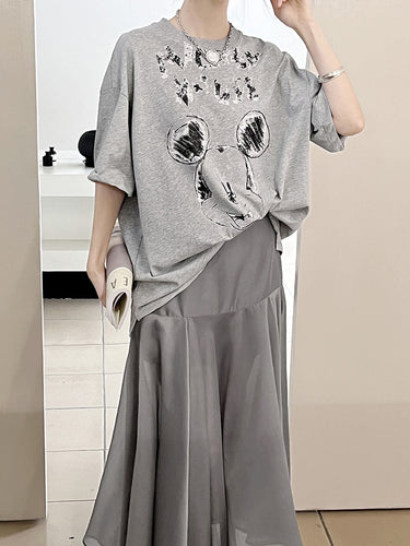 Dame T-shirt med unikt Mickey Mouse tryk og afslappet snit Stilla