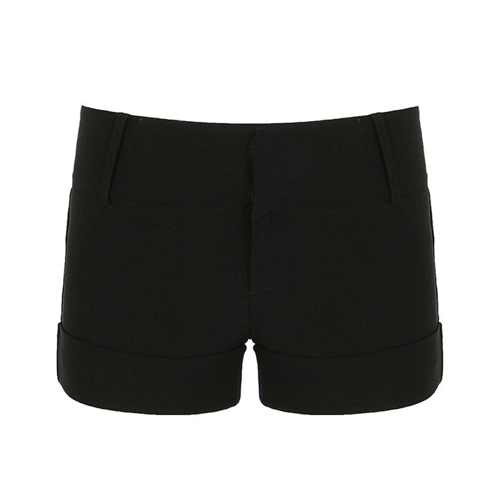 Dame stilfulde shorts med komfortabel høj talje og opsmøget kant Skovae