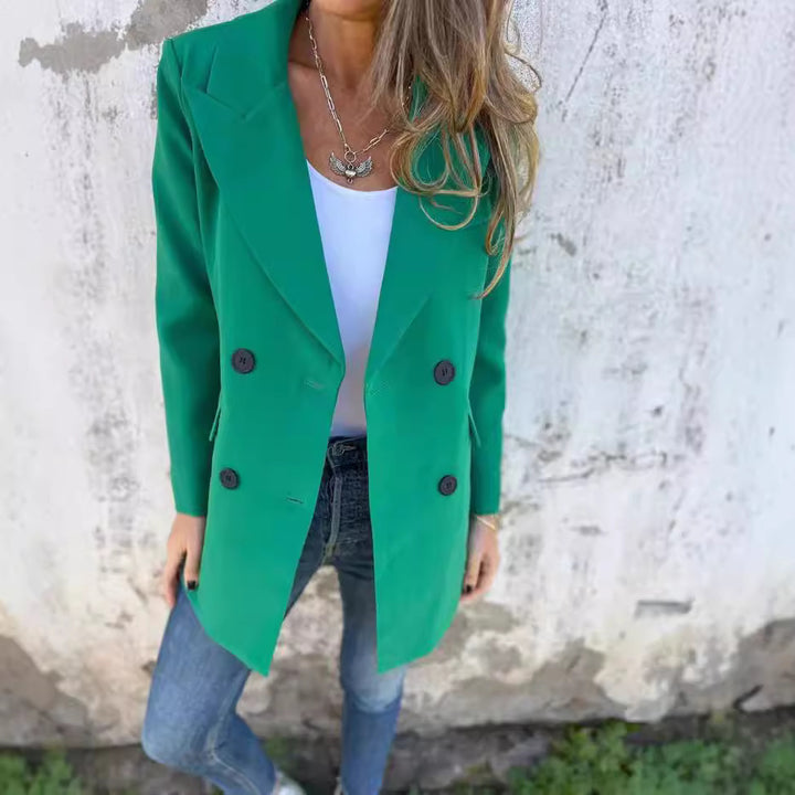 Damer elegant figurtilpasset blazer med dobbelt knaplukning og revers Stilla