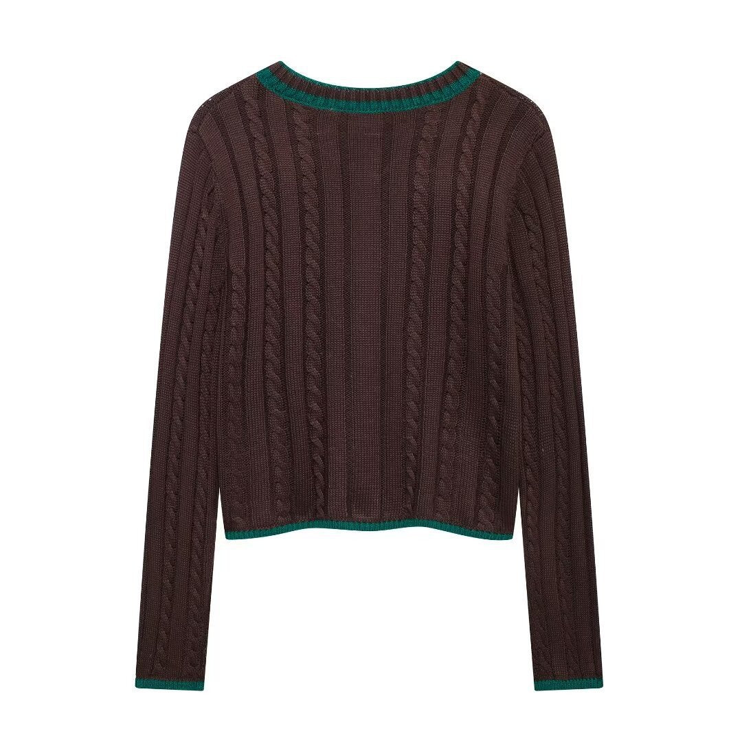 Dame V-hals Kabelstrikpullover Stilla