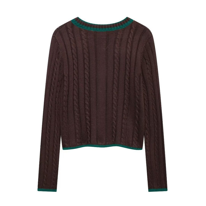 Dame V-hals Kabelstrikpullover Stilla