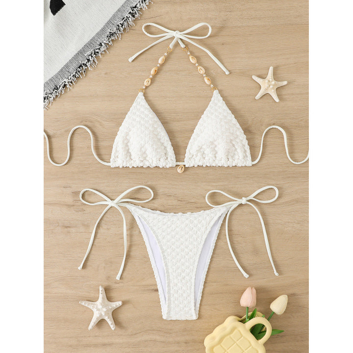 Dame Triangel-Bikini med fint hækle-design og justerbare stropper Stilla