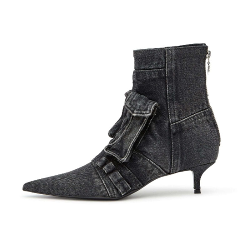Femme Denim Ankelstøvler med unikt foldet design Stilla