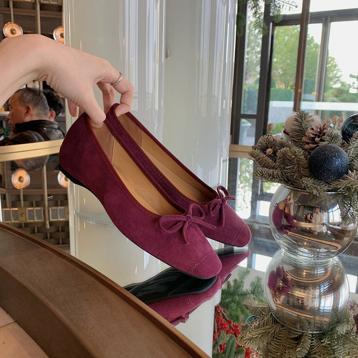 Dame Wildleder Ballerina Flats med elegant sløjfedetalje Stilla