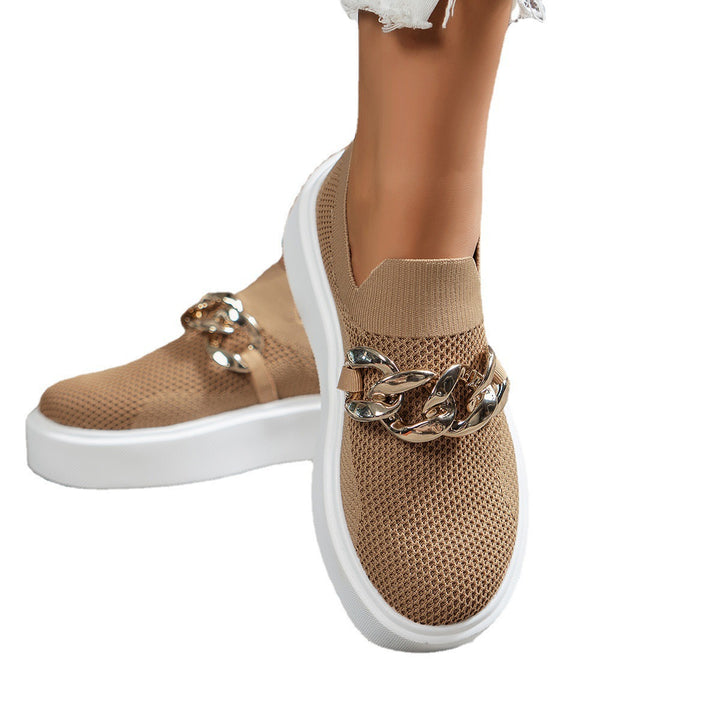Dame Sporty Slip-On Sneakers med fashionable kæde detaljer Stilla