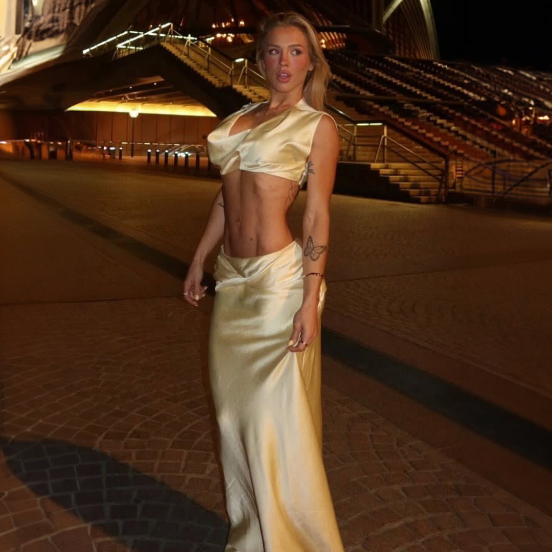 Damer Raffineret Crop Top og Maxi Skirt Sæt Skovae