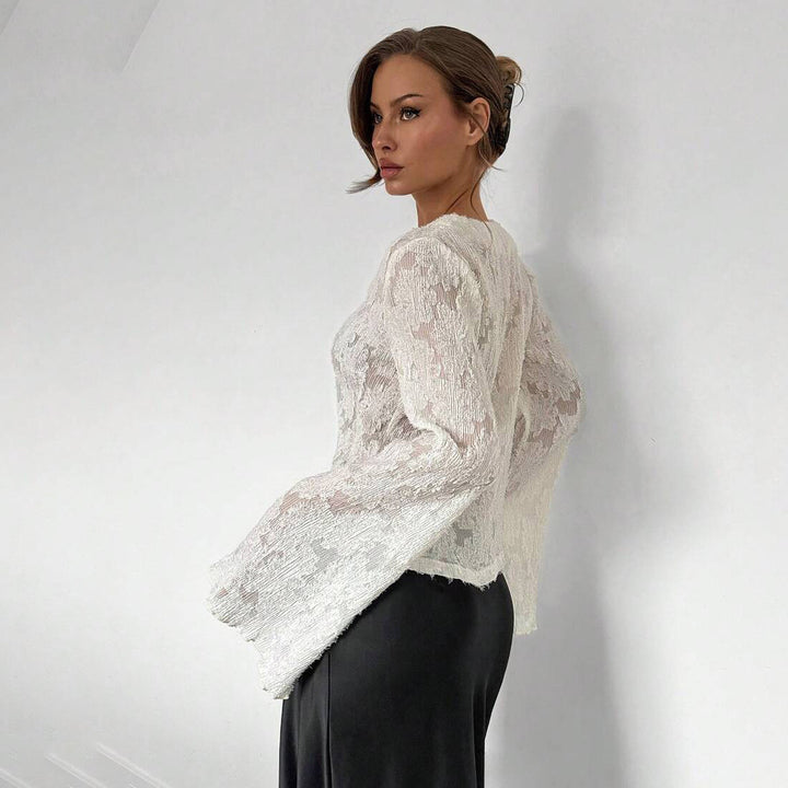 Dame blonde bluse med brede ærmer Stilla