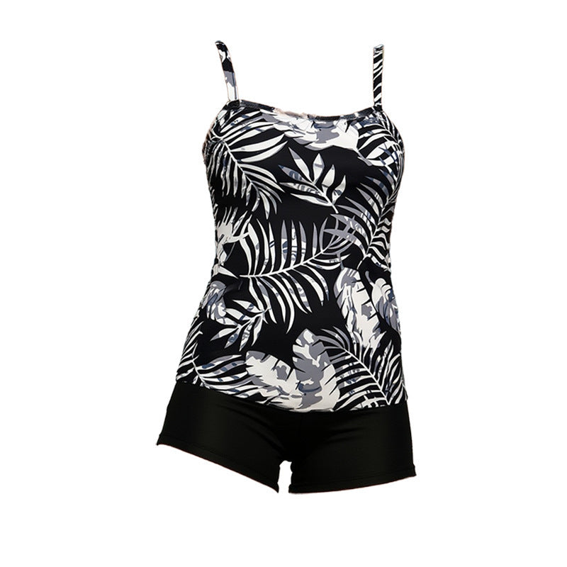 Dame Tankini-sæt med blomstret overdel og komfortable shorts Skovae