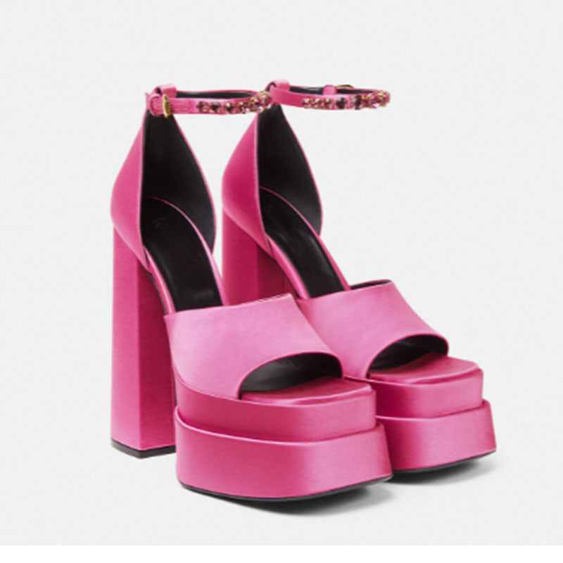 Dame High-Platform Open-Toe Sandaler med pyntet ankelrem Stilla