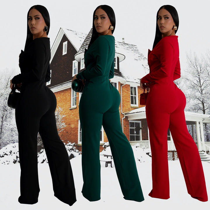 Dame Elegant Jumpsuit med firkantet udskæring og raffinerede knapdetaljer Stilla