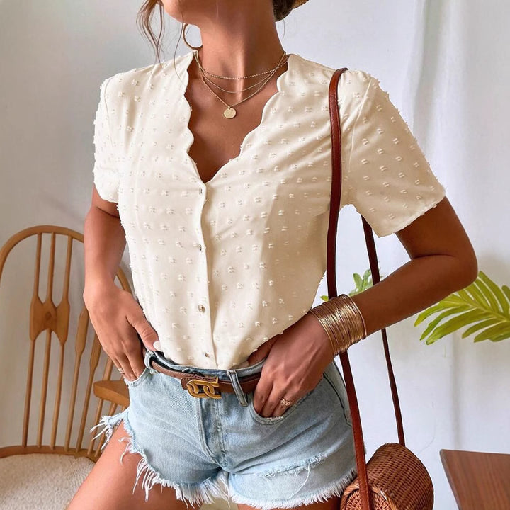 Dame bluse med fint strukturdesign Stilla