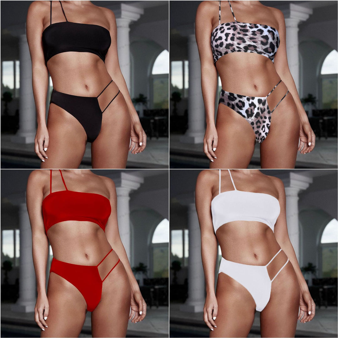 Damebikini med asymmetrisk overdel og sideløsning Stilla