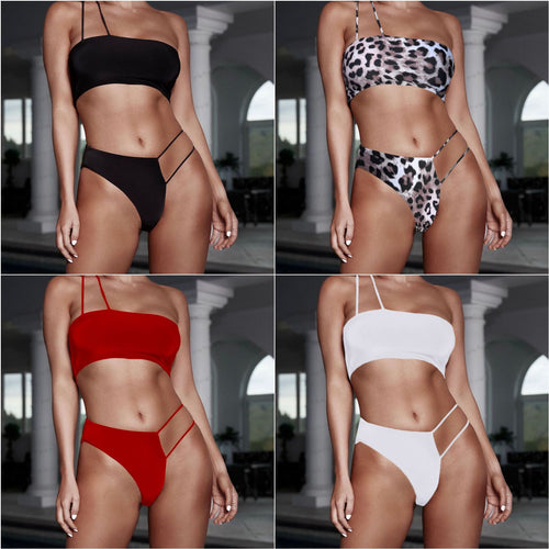 Damebikini med asymmetrisk overdel og sideløsning Stilla