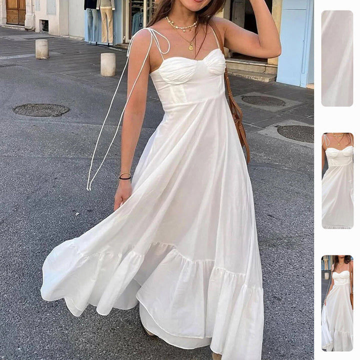 Kvindernes maxikjole med off-shoulder stropper og voluminøs nederdel Stilla