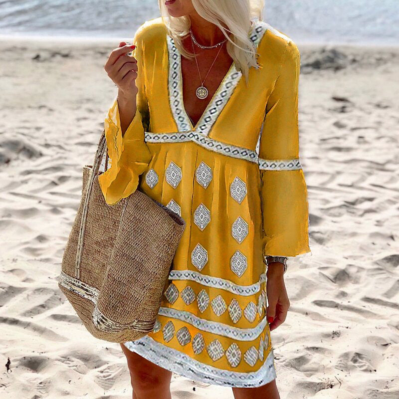 Dame Boho Maxikjole med elegant broderi og moderigtige detaljer Stilla