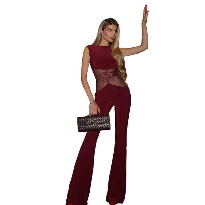 Kvinder Flared Jumpsuit med transparent detaljering Stilla