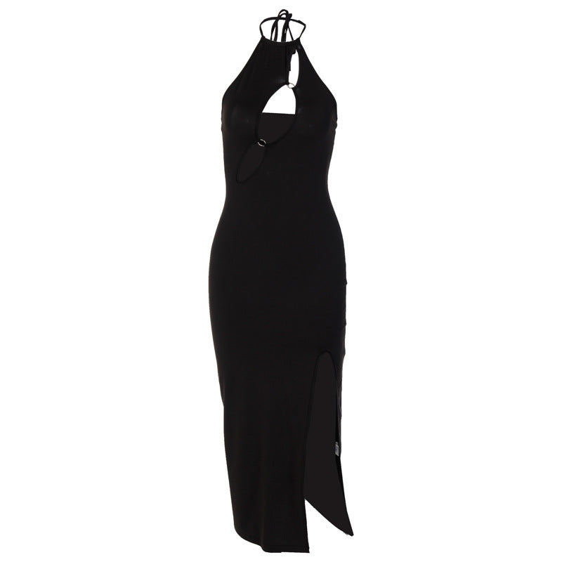 Dame Cut-Out Maxikjole med elegant ringdetalje og højt slids Stilla