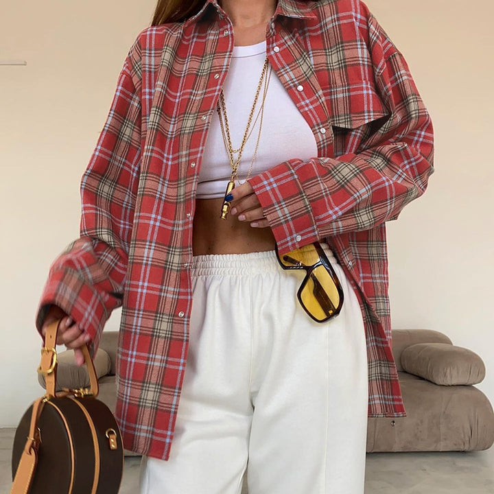 Femme Oversized flannel skjorte Stilla