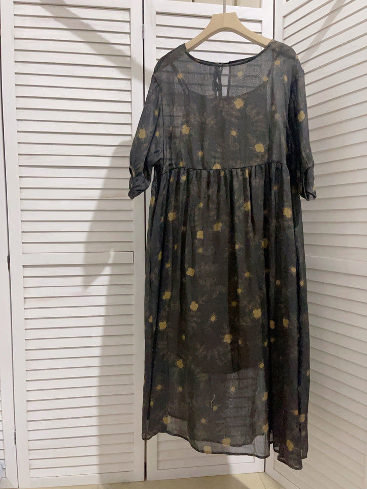 Femme Patchwork Floral Maxi Kjole Stilla