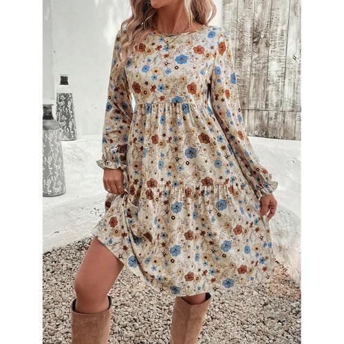 Dame Floral Lagdelt Mini Kjole Stilla