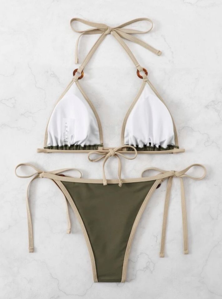 Femme Triangle Halter Bikini Sæt med justerbare stropper Stilla