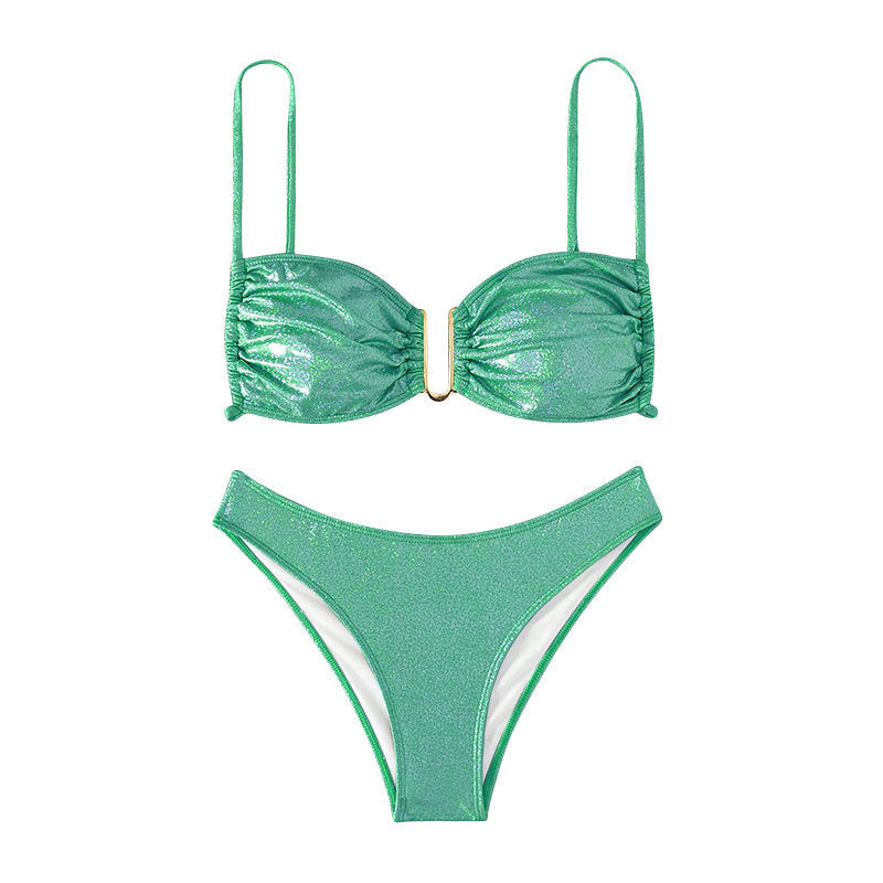Dame glitrende bikini med justerbare stropper og elegant detalje Skovae