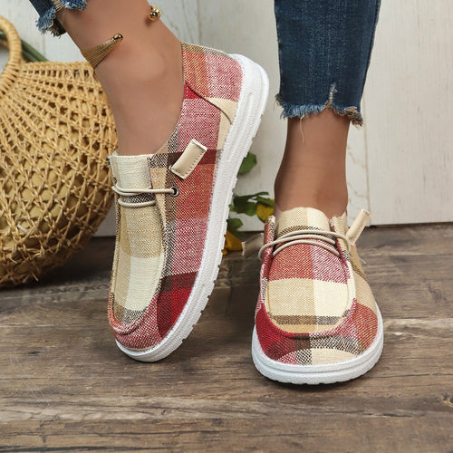 Dame Behagelige Slippers med ternet design og elastisk snørebånd Stilla