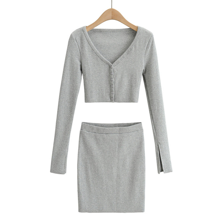 Dame Crop-Top og Nederdel Sæt i elegant Design Stilla