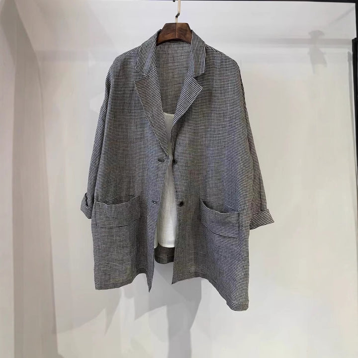 Dame Relaxed Fit Stribet Linned Blazer Stilla