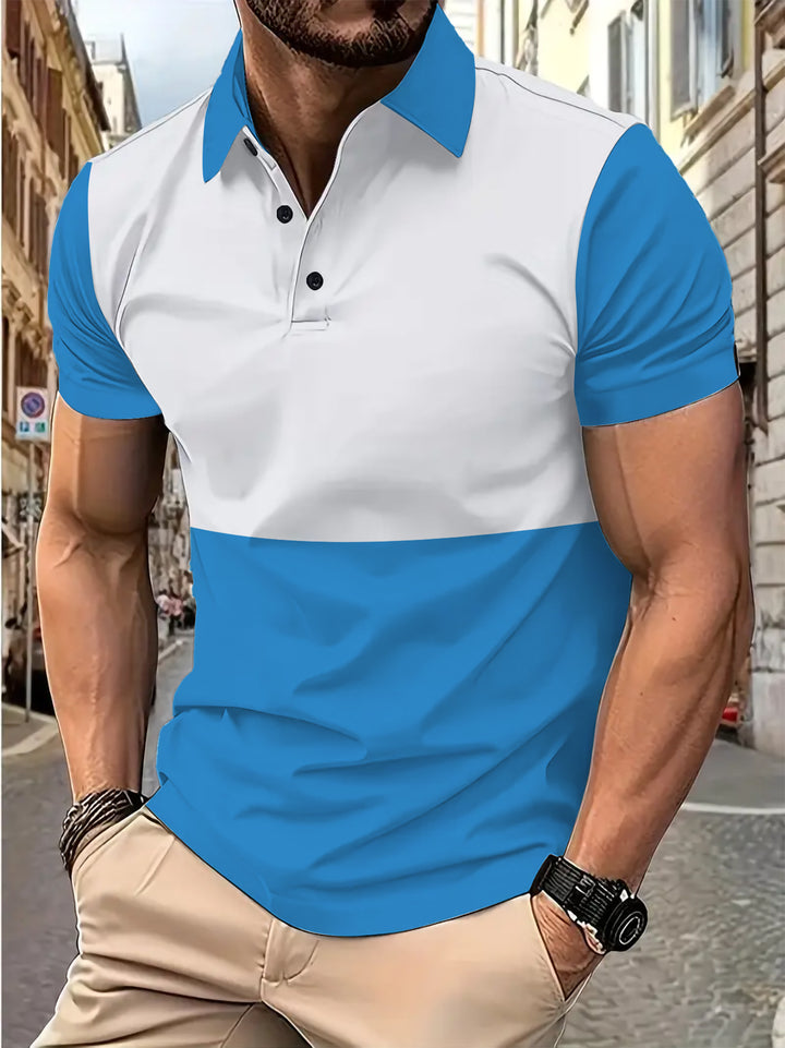 Herrer Polo T-shirt med innovativt farveblokdesign og åndbare egenskaber Stilla