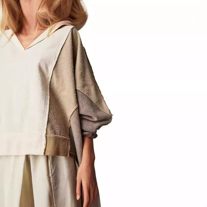 Damer afslappet sweater i patchwork-design Stilla