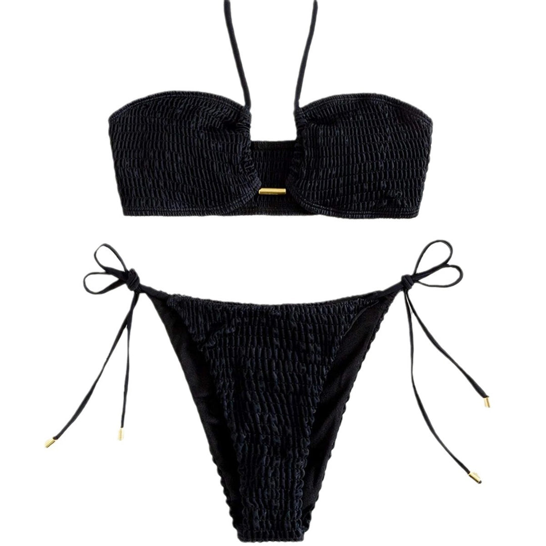 Dame Bandeau-Bikini med justerbare stropper og rynker Stilla
