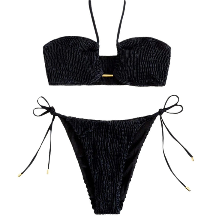 Dame Bandeau-Bikini med justerbare stropper og rynker Stilla