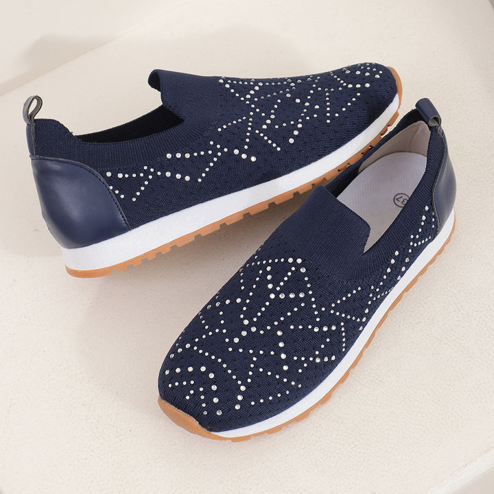 Dame Slip-On Sneakers med glitrende strikdesign Stilla