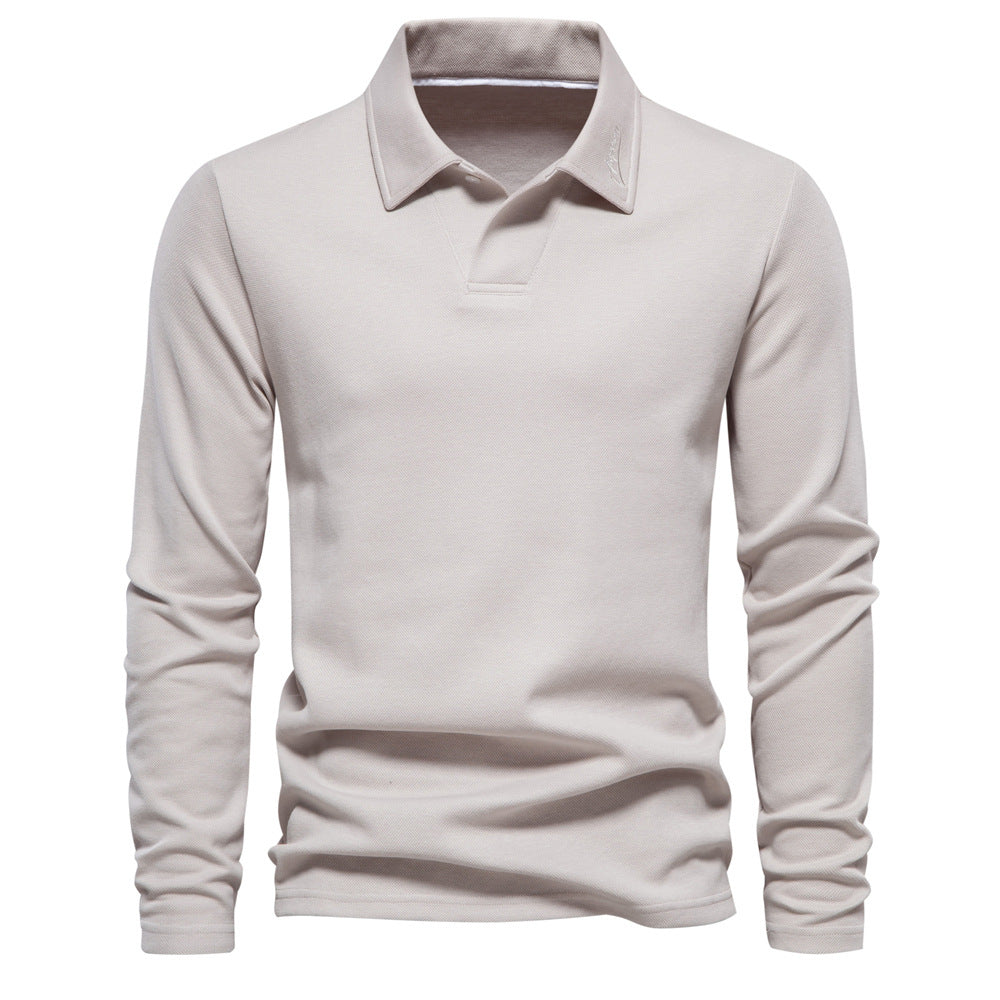 Herrer Langærmet Poloshirt med intensivt strukturelt design og klassisk krave Stilla