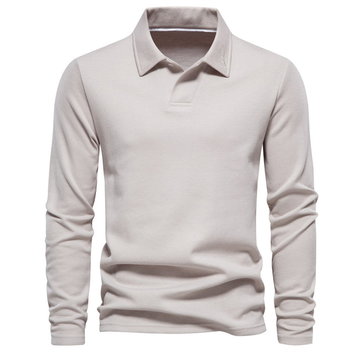 Herrer Langærmet Poloshirt med intensivt strukturelt design og klassisk krave Stilla