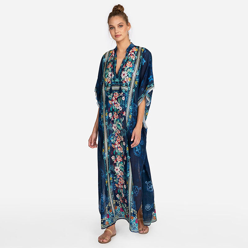Dame Strandkimono med kunstnerisk blomsterdesign og lette materialer Stilla