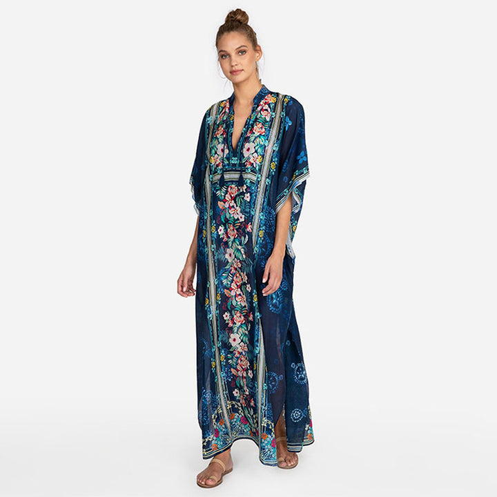 Dame Strandkimono med kunstnerisk blomsterdesign og lette materialer Stilla