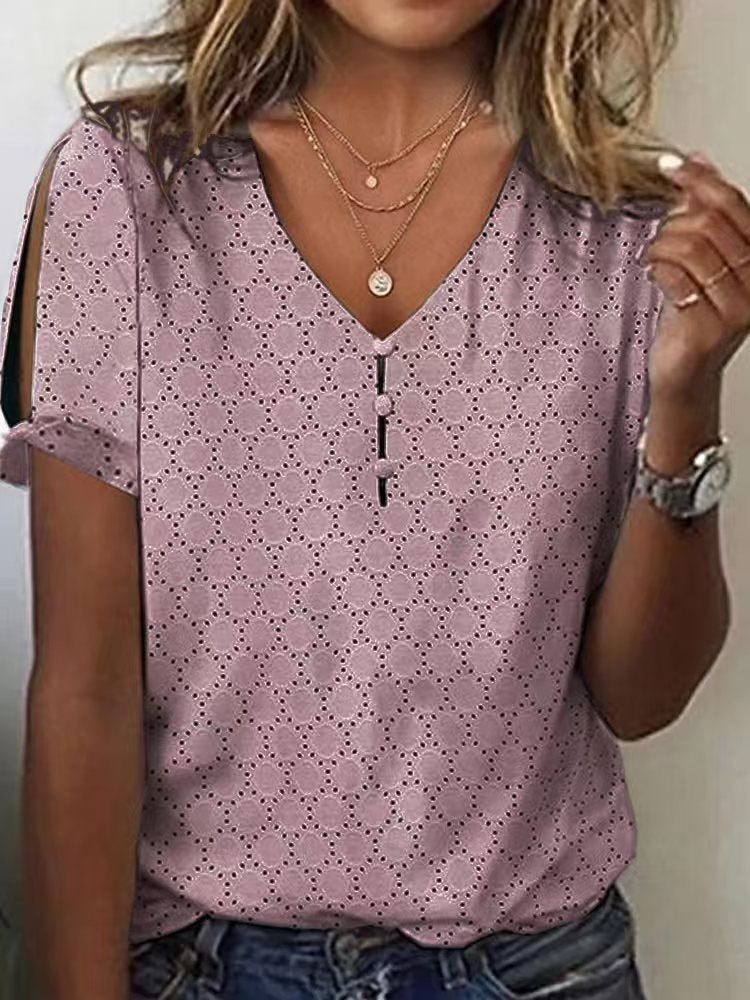 Dame Glitrende V-Pullover Bluse Skovae