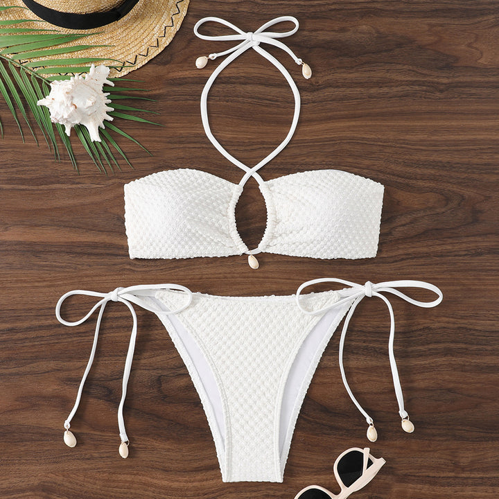 Dame bandeau-bikini med eksklusive sløjfer og cut-out-detalje Skovae