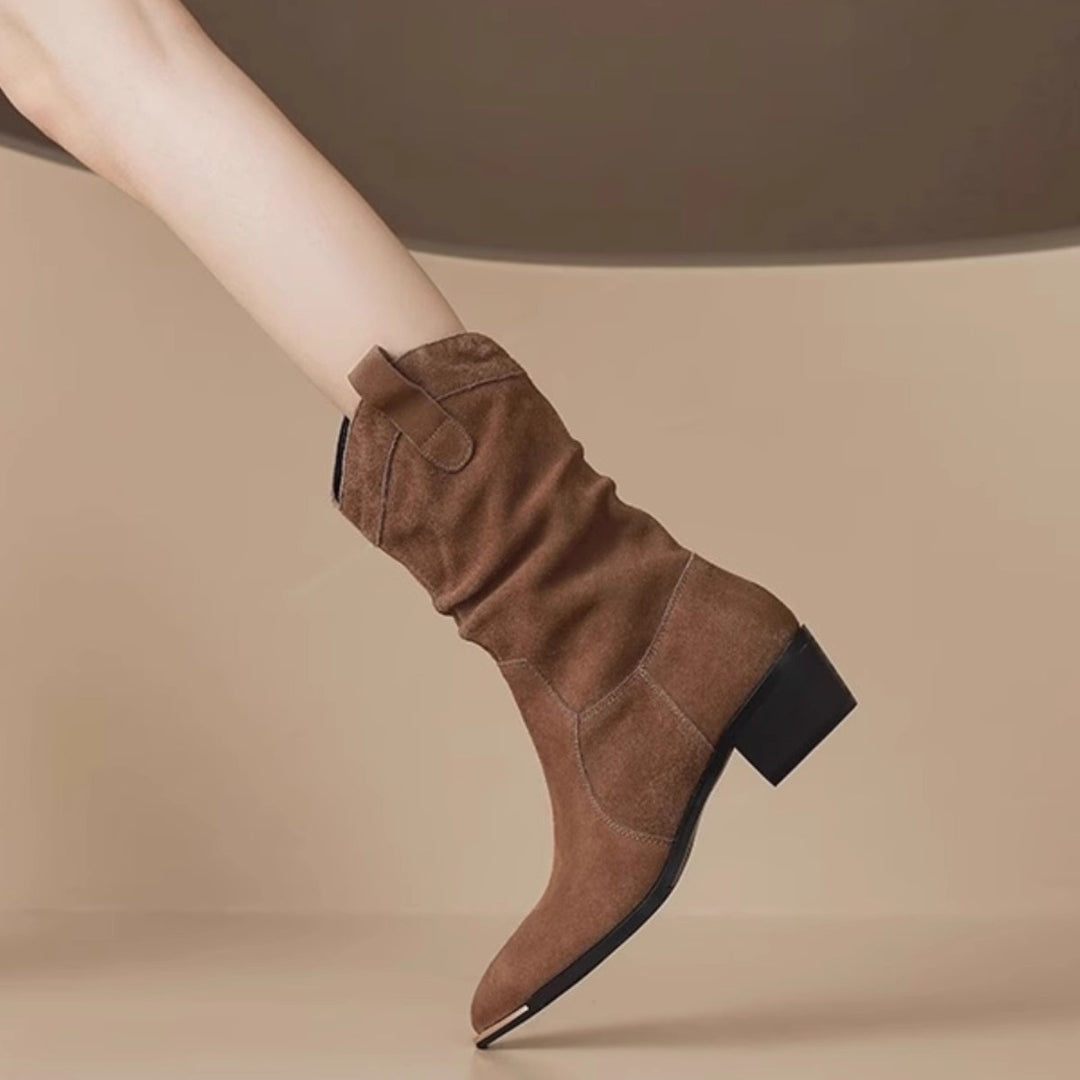 Femme Slouchy Western-inspirerede Ankel Støvler med spids tå Stilla