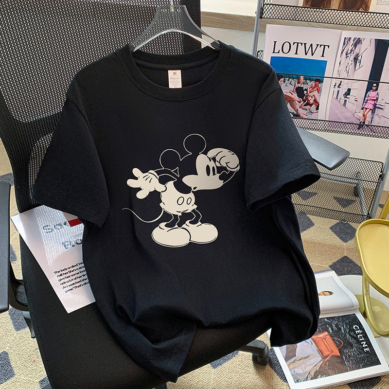 Dame T-shirt med kunstnerisk Mickey Mouse print Stilla