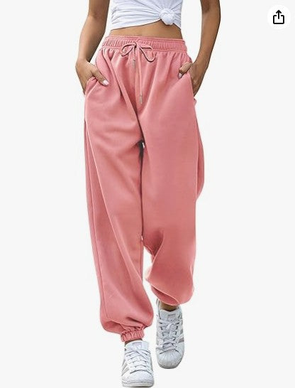 Kvinders casual sweatpants med høj talje og sidelommer med lynlås Skovae