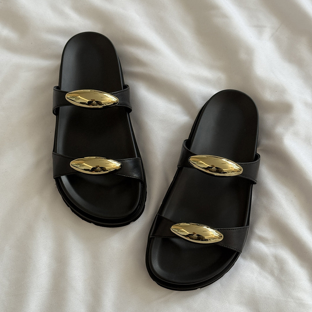 Femme Elegant Triple-Rem Strap Slide Sandaler Stilla